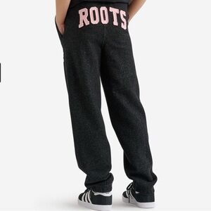 ROOTS Girls Organic Original Sweatpants Black with Pink Size 12